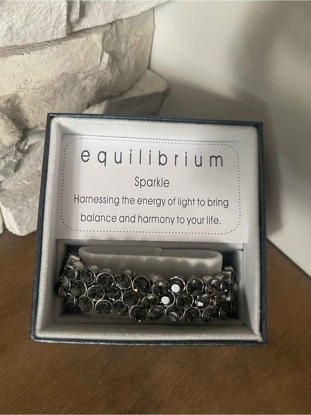 Equilibrium Sparkle Gray Rhinestone Stretch Bracelet